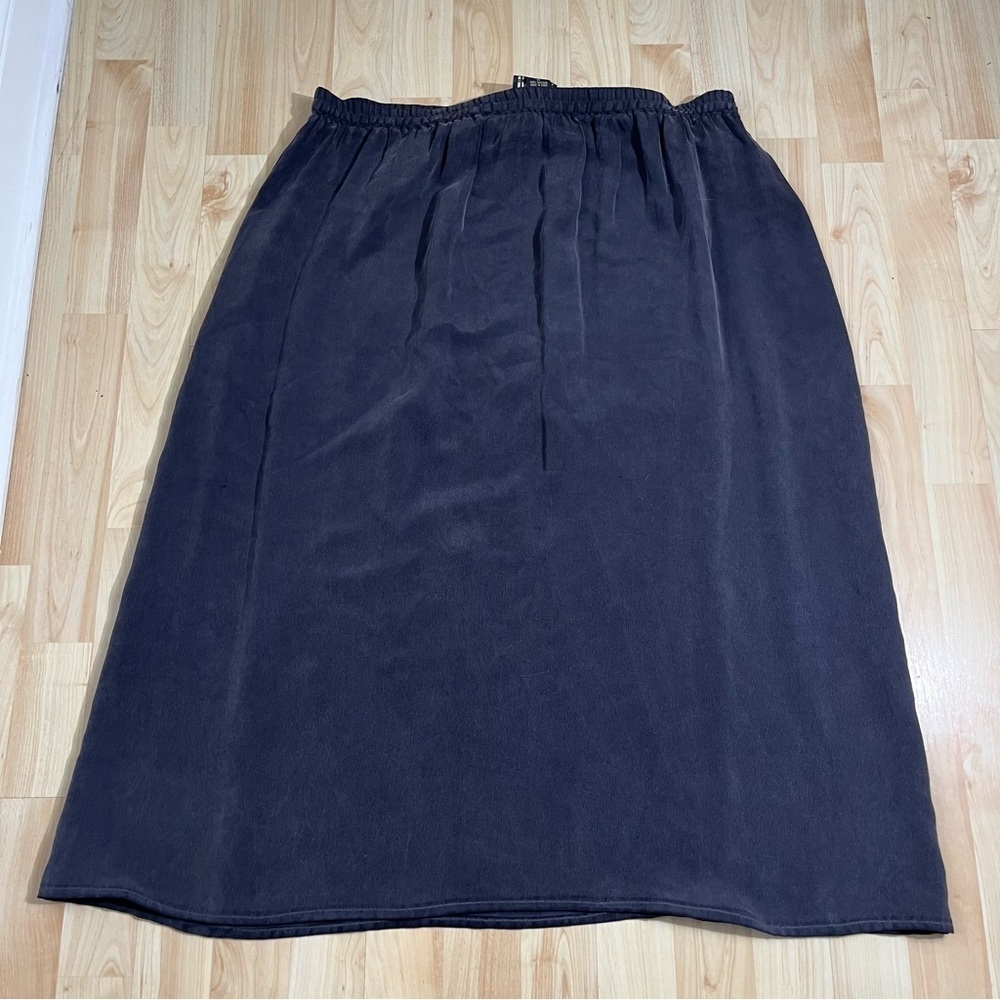 Moda Seta Sandra King Skirt Womens 10 Navy Silk Essentials Corporate VTG‎